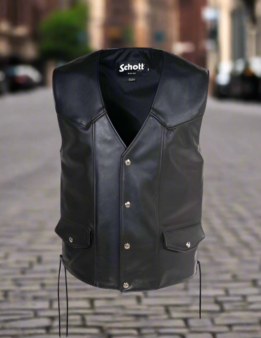 SCHOTTNYC MENS GENUINE PEBBLED COWHIDE BIKER VEST