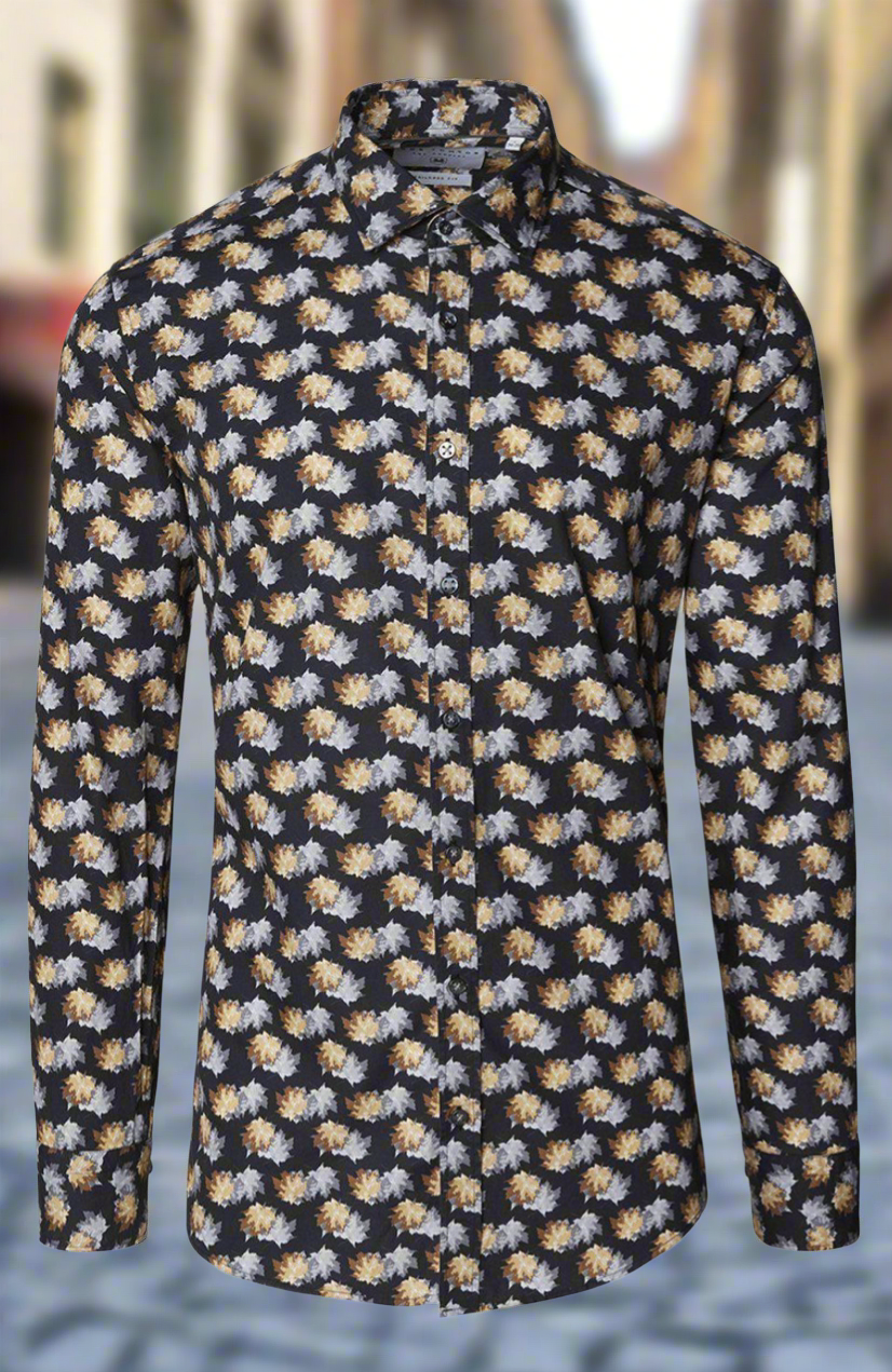 Casual Printed Shirt - Black Grey