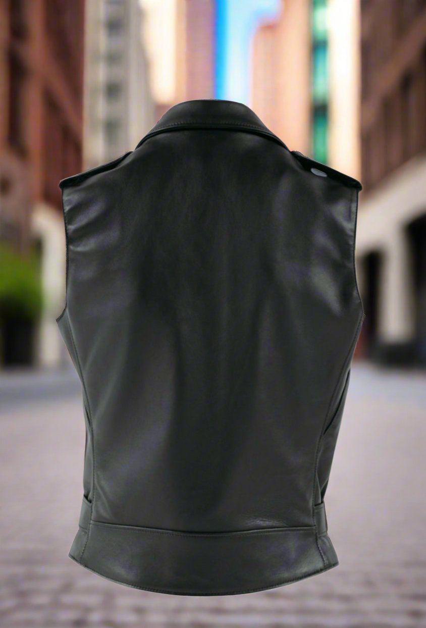 SCHOTTNYC MENS GENUINE PEBBLED COWHIDE BIKER VEST