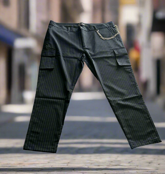 Pinstriped Utility Pants - Navy White