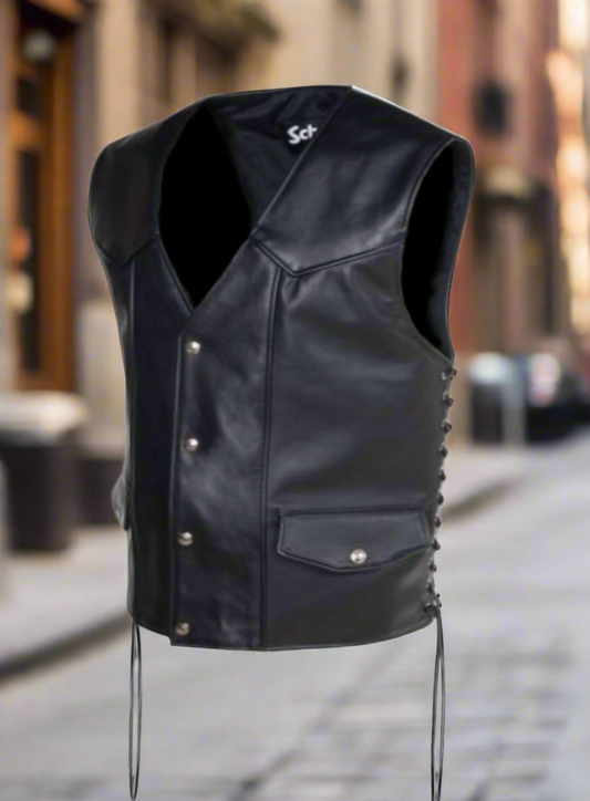 SCHOTTNYC MENS GENUINE PEBBLED COWHIDE BIKER VEST