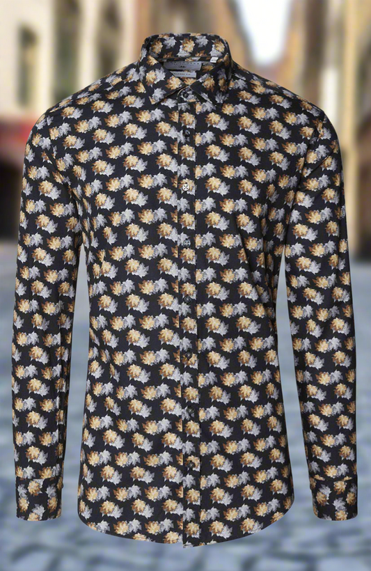 Casual Printed Shirt - Black Grey