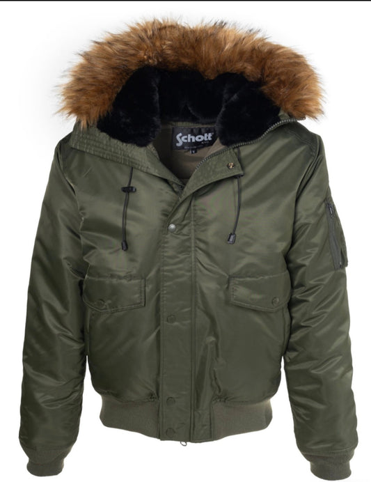 Schottnyc Men’s NYLON FLIGHT SATIN JACKET Green